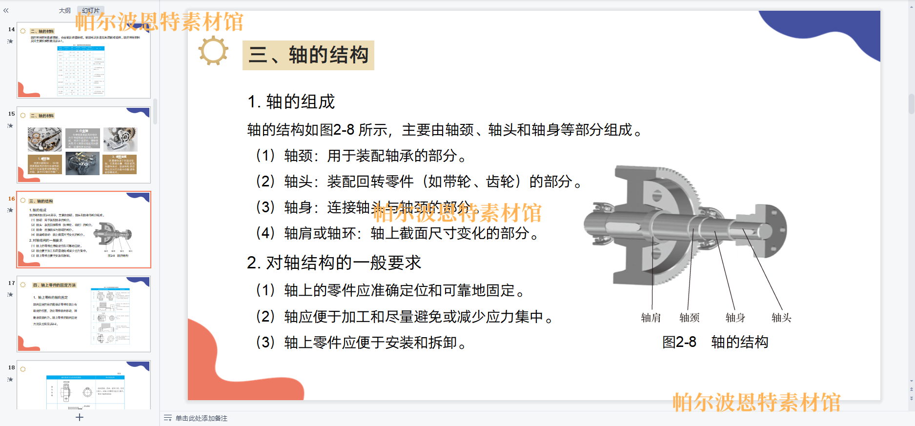 机械基础PPT课件教案试卷讲课备课学支承连接零部件