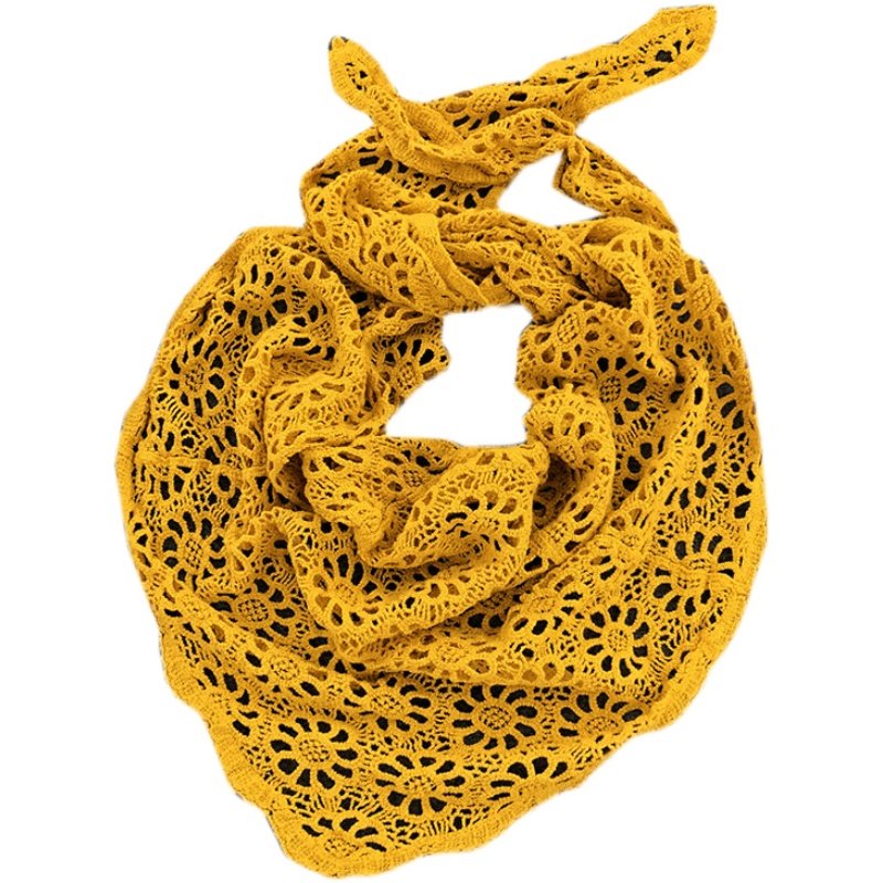 黄色绿色纯棉镂空蕾丝勾花三角巾外搭配裙子空调房护颈大披肩围巾,淘宝优惠券,粉丝福利购,淘宝优惠卷