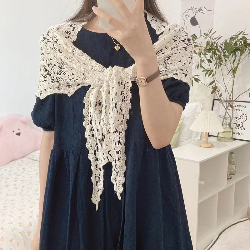 黄色绿色纯棉镂空蕾丝勾花三角巾外搭配裙子空调房护颈大披肩围巾,淘宝优惠券,粉丝福利购,淘宝优惠卷