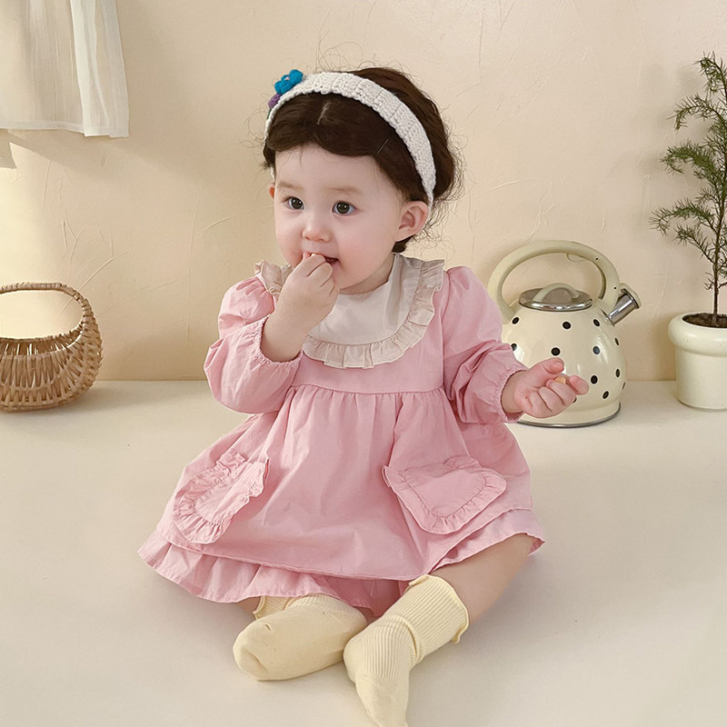 女童连衣裙春秋装女宝宝长袖裙子网红粉色花边公主裙洋气超萌可爱,淘宝优惠券,粉丝福利购,淘宝优惠卷