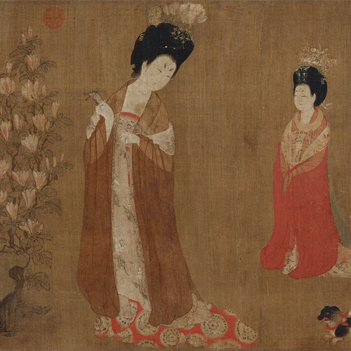 中国古代名画唐宫仕女图五幅国画高清原扫电子素材人物画高清微喷_虎窝淘