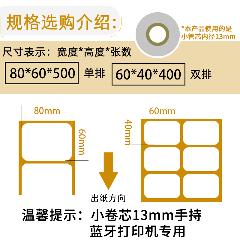 三防热敏纸小卷芯心标签 30 40 5060 70手持蓝牙便携不干胶打印纸 - 图1