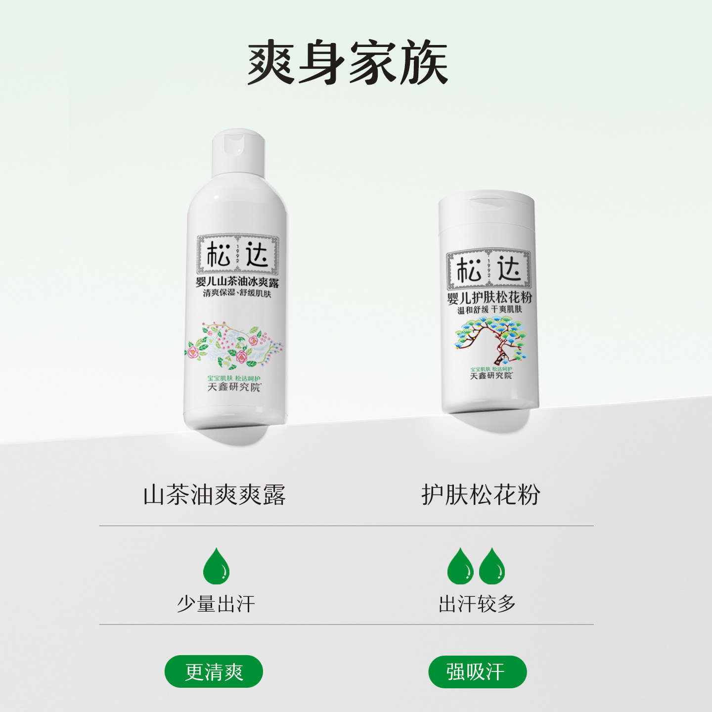 松达婴儿山茶油爽身露液体爽身粉宝宝桃子水新生儿童防淹清爽保湿