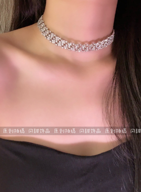 【璀璨星光】爆闪轻奢项链满钻高级感设计小众百搭锁骨链项圈颈链