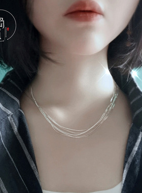 简约清新多层项链银饰仙锁骨链女