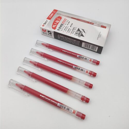 晨光大容量一体式全针管签字笔学生考试0.5mm黑蓝红水笔 AGPV3401 - 图1