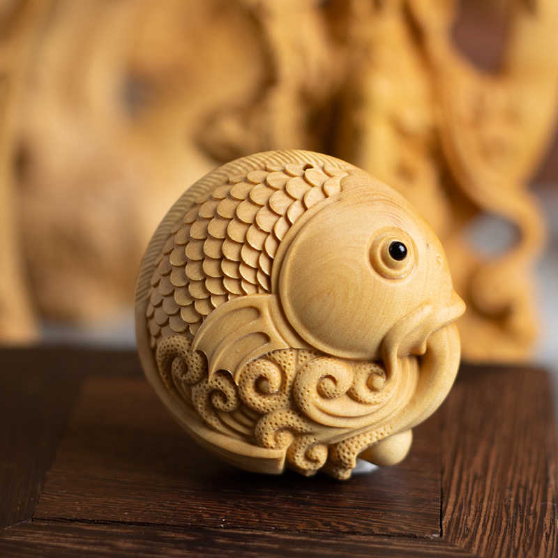 プチギフト 茶道具 黄楊木 木彫 茶入 在銘 時代箱付 M R4891