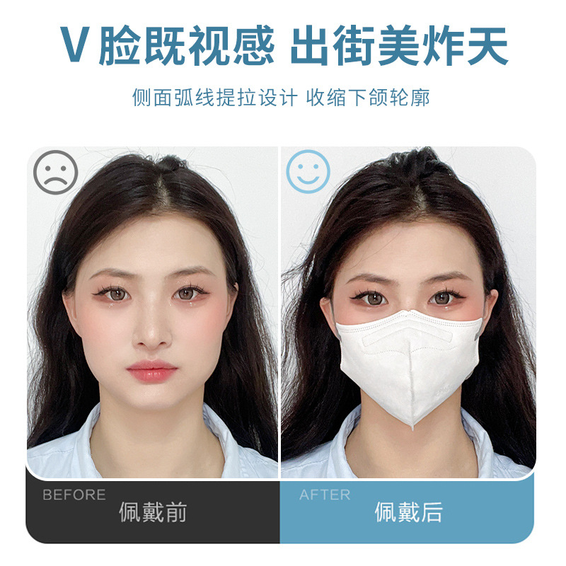 网红白色蝶形KN95独立装口罩女时尚显瘦4层3D立体黑色口鼻面罩男 - 图0