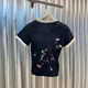Spring and summer new niche small pattern narrow short-sleeved T-shirt