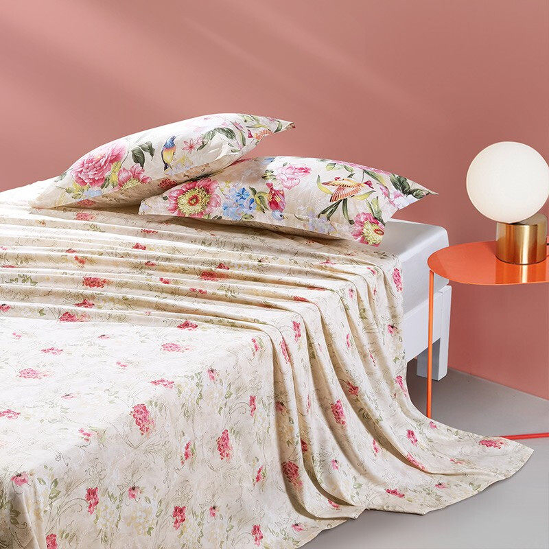 富安娜家纺全棉纯棉床上四件套田园风被套床单款床上用品秋冬床品