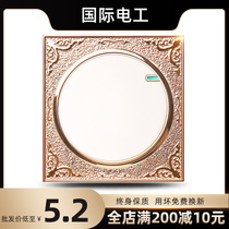 (open multi-control) electric light single open midway switch panel One triplex 86 type gold sculpted flower 1 open triple control