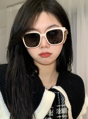 白色气质墨镜女防紫外线大脸