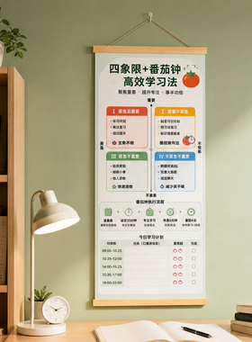 时间管理四象限法则卷轴挂画宿舍高效学习自律计划表励志装饰字画