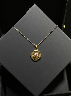 MONO大英博物馆维纳斯女神项链女纯银镀黄金色黑金吊坠锁骨链复古