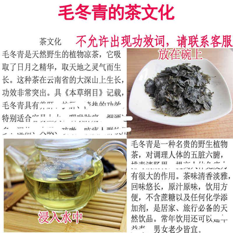 云南毛冬青茶叶毛东青苦甘叶大叶苦丁茶500克泡茶天然特级精华 - 图2