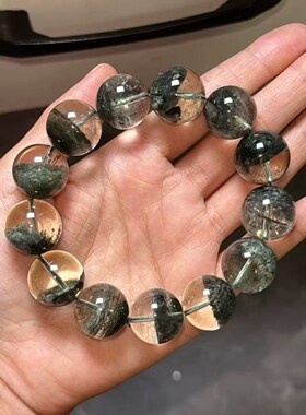 天然绿幽灵大号手串