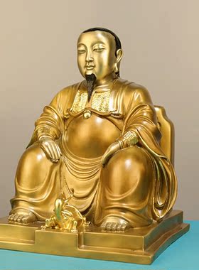 彩绘纯铜玄天上帝摆件铜真武大帝祖师爷金殿玄武祖师家居供奉摆件
