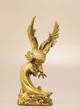 纯黄铜大展宏图老鹰雄鹰摆件办公室大鹏展翅客厅铜鹰装饰工艺礼品