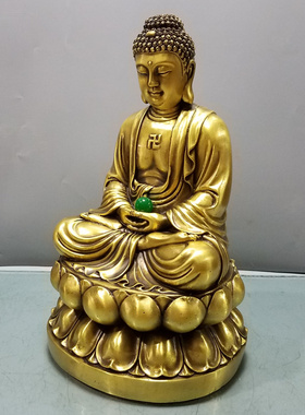 大日如来佛祖摆件纯铜天坛佛大号坐莲花释迦牟尼铜像家用供养佛像