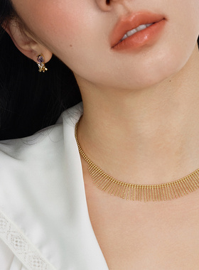 朝慕newmoon会发光的项链小众设计感流苏颈链气质金属风锁骨链