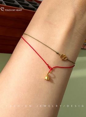 纹身无感叠戴S扣小红绳