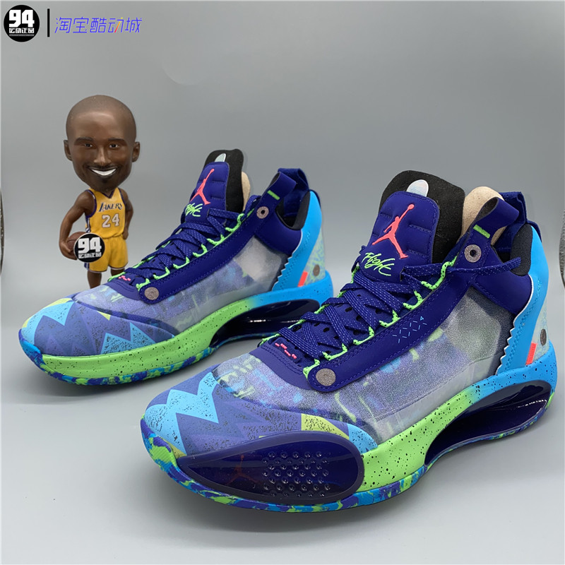 Air Jordan 34 AJ34郭艾伦镂空白绿男篮球 BQ3381-103/CU1548-001_虎窝淘