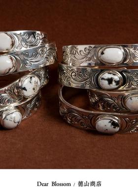 Dear Blossom松井直毅特注限定 白色松石平打唐草纹银质手镯