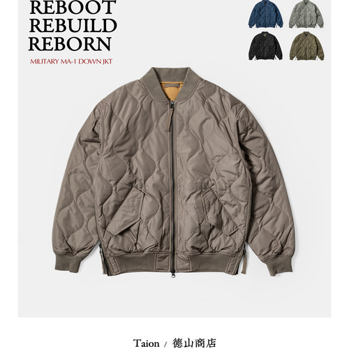 秋冬oversize军事风羽绒服 800FP波纹绗缝TAION宽松版MA-1外套 - 图0