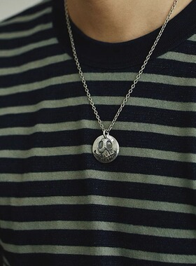 NORTH WORKS 收藏级中古银币改制Skull图腾骷髅头吊坠银项链 N098