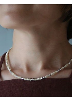 MAUA JEWELRY 灵气银饰 母贝银珠锁骨链 简约叠搭短款项链 赠礼