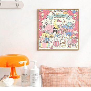 Sanrio family portrait diamond painting 2024 new cartoon animal cross stitch hand-applied diamond bedroom bedside full of diamonds