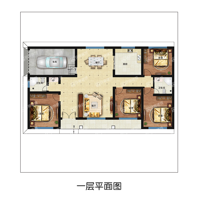 一层小别墅设计图纸全套施工图乡村自建房小别墅设计图纸一层平房-图1