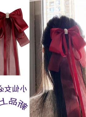 大蝴蝶结发夹飘带超仙网红少女发饰结婚个性新娘伴娘头饰