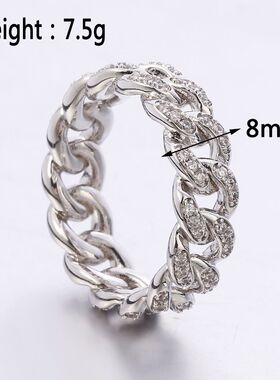 时尚古巴戒指锆石潮流男女