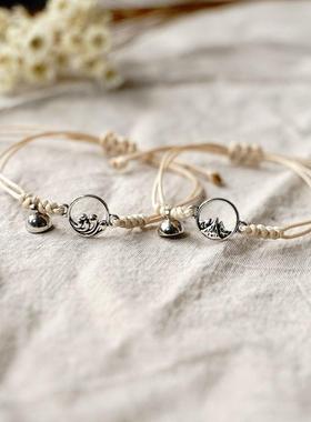 新款山盟海誓情侣手绳一对手工编织手链小众设计男女学生纪念礼物