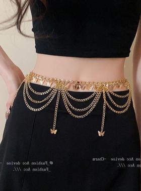 甜酷风硬币流苏腰链气质欧美设计感腰带百搭朋克高级感性感饰品女