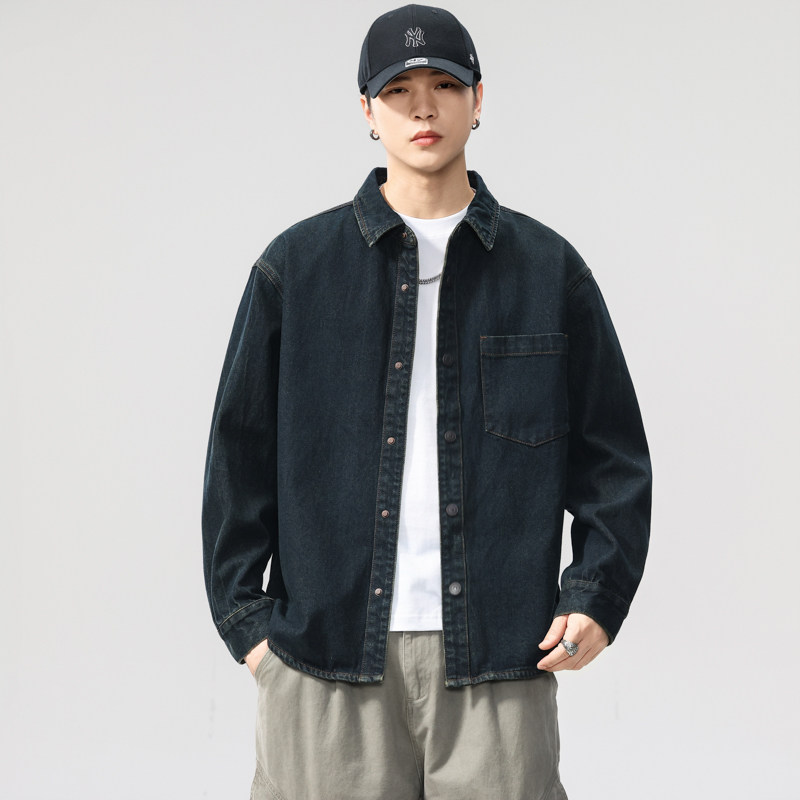 斌斌梨复古经典怀旧牛仔衬衫微胖男生宽松长袖衬衣日系质感上衣潮,淘宝优惠券,粉丝福利购,淘宝优惠卷