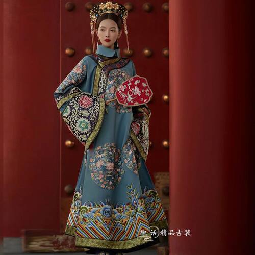 清朝皇帝吉服贵妃服装皇故宫格格写真小品旗服董古装古风连衣裙 - 图3