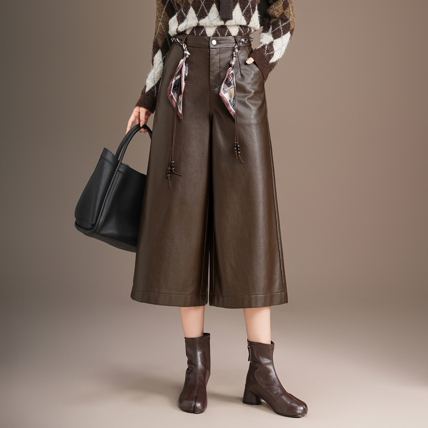 绵羊皮裤宽松八分裤阔腿裤女小个子2025新款潮流大码显瘦裤子爆款,淘宝优惠券,粉丝福利购,淘宝优惠卷