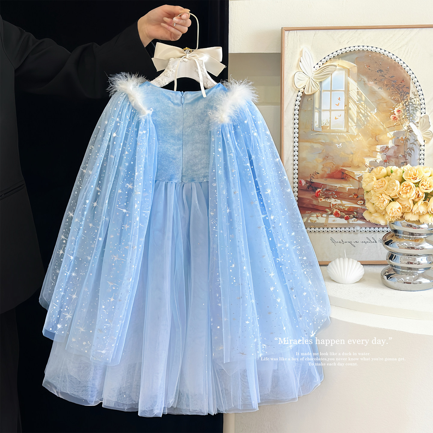 艾莎公主裙秋冬女童爱莎连衣裙冰雪奇缘带披风裙子加绒生日礼服裙,淘宝优惠券,粉丝福利购,淘宝优惠卷