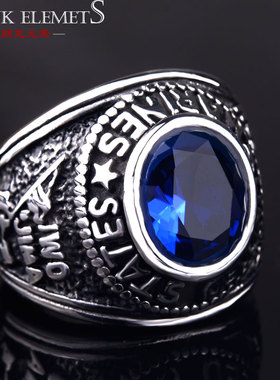 钛钢红宝石朋克风复古戒子