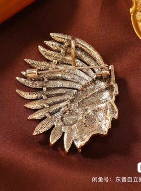 中古vintage印第安人胸针复古精致部落族人胸针个性西装外套配饰