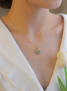 925纯银十字项链女生和田玉