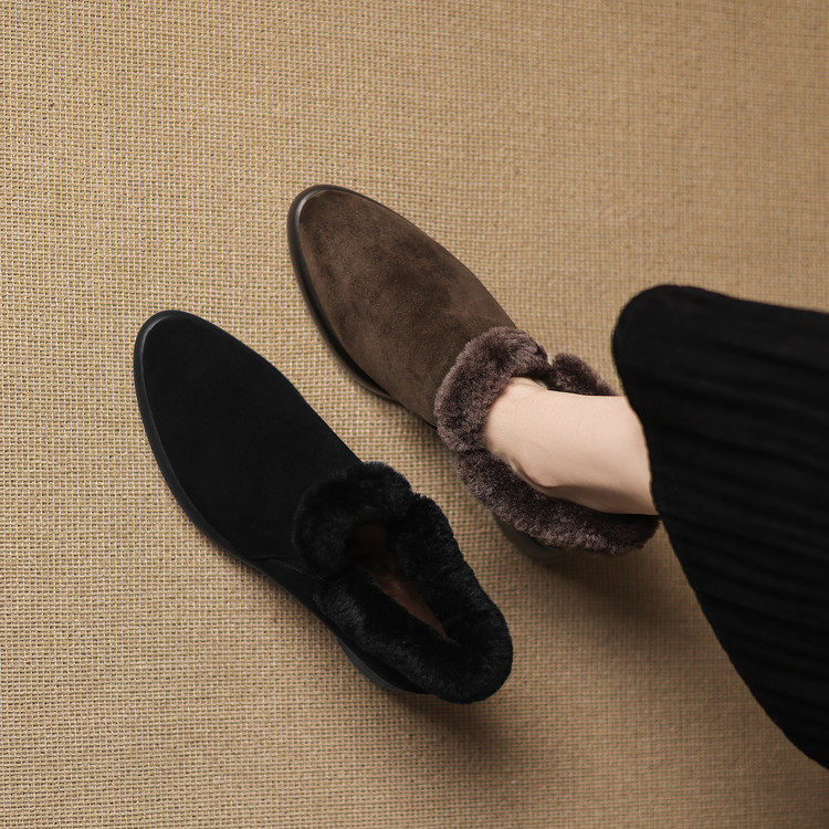 5cm保暖深口单鞋女圆头加绒小皮鞋软底不累脚气质粗高跟毛毛鞋子,淘宝优惠券,粉丝福利购,淘宝优惠卷