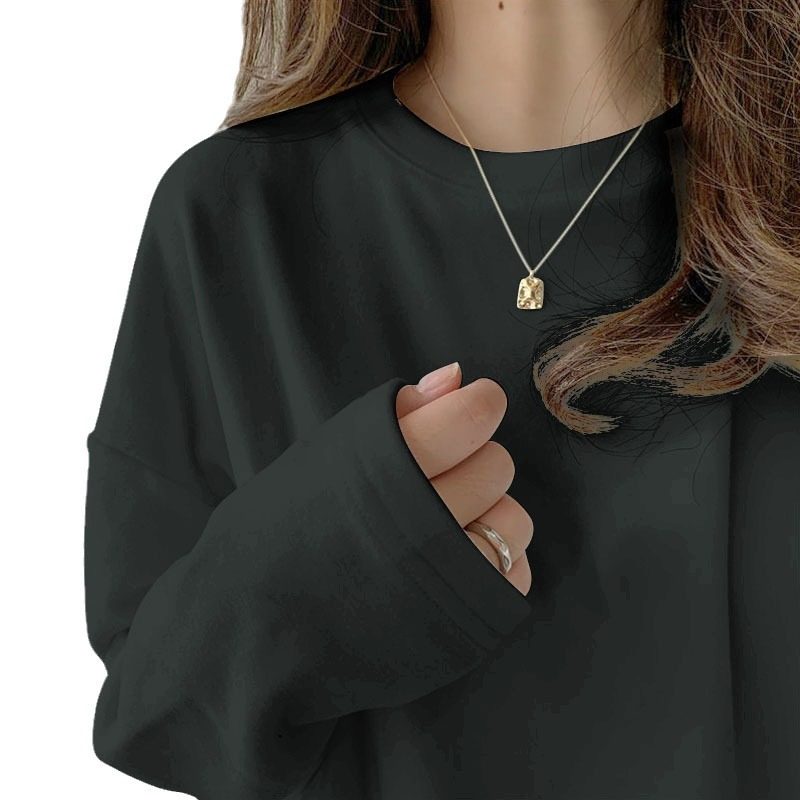 德绒保暖打底衫女春秋内搭加绒加厚纯色T恤宽松百搭圆领磨毛上衣,淘宝优惠券,粉丝福利购,淘宝优惠卷