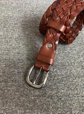 头层牛皮编织针扣腰带皮带