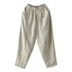 Summer loose linen casual pants ເກົ້າຈຸດຂອງແມ່ຍິງ literary ສີແຂງ elastic waist linen harem pants ຜະລິດຕະພັນໃຫມ່