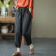 Summer loose linen casual pants ເກົ້າຈຸດຂອງແມ່ຍິງ literary ສີແຂງ elastic waist linen harem pants ຜະລິດຕະພັນໃຫມ່