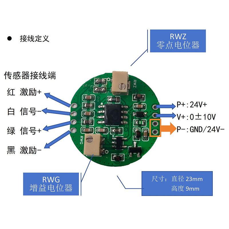 202内置测力称重传感器变送器信号放大 0±5V/0± 10V信号 - 图1