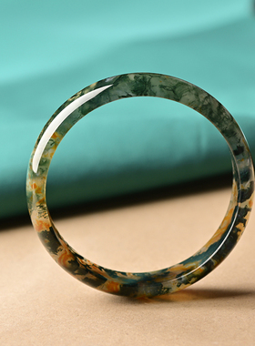 旺夫冰透绿色细条缠丝玛瑙手镯